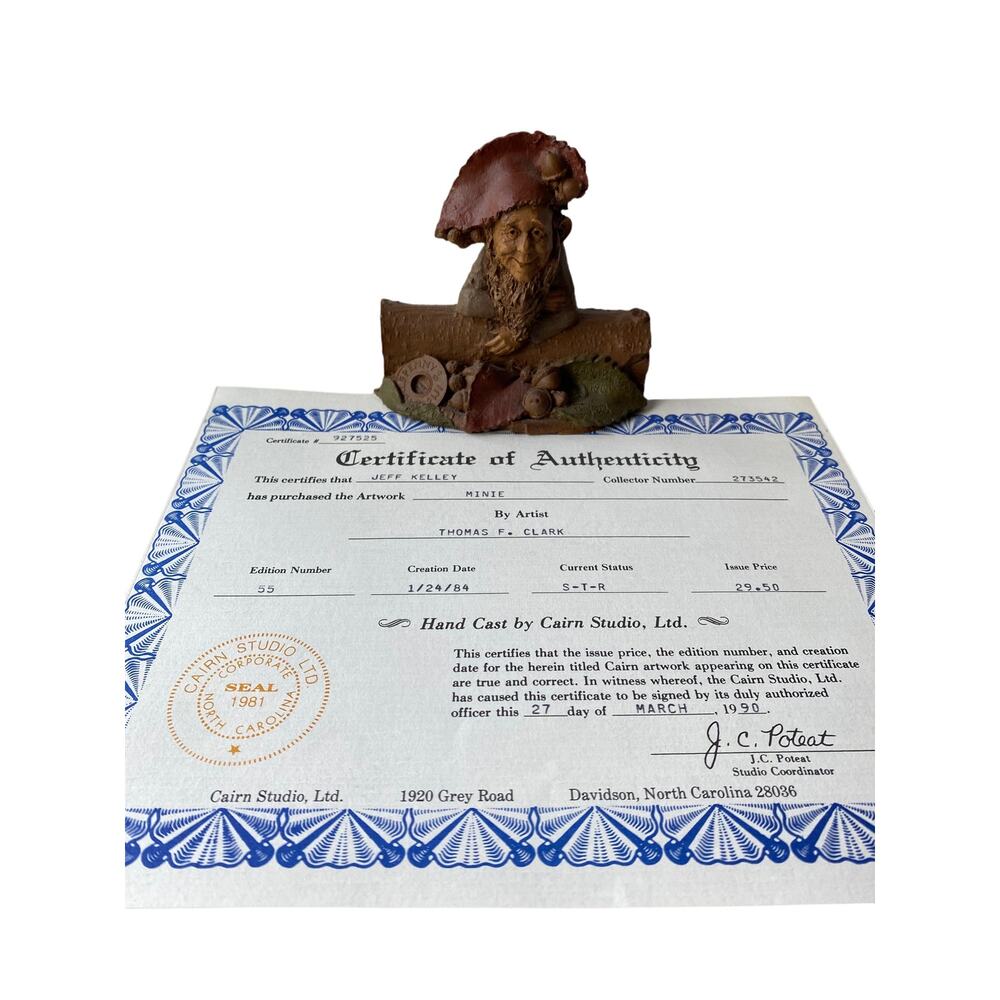 Tom Clark 1984 Gnome Minie Vintage Mold #55 w/COA and Signed Figurine